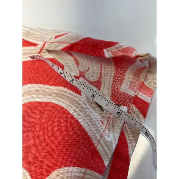 JM Collection Petite Womens L Cream Paisley V Neck  Linen Blouse - Picture 7 of 10